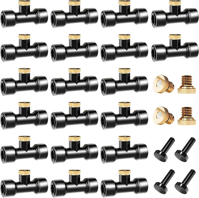 cureder Misting Nozzles Kit Include 24 Pcs Misting nozzle 20 Pcs Misting 4 Pcs Plug nozzle tees for Outdoor Spray Cooling System (48 Pieces) - Image 1